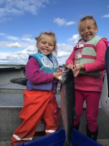 Avery & Zoey with a Silver Salmon